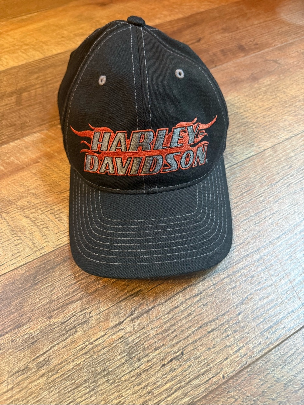 Harley-Davidson Black Cap with Orange Flamed Embroidered Logo
